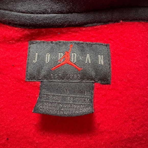 Nike Air Jordan Pullover Hoodie Youth XL Red Jumpman Color Block 13-15 Yrs - Picture 5 of 8